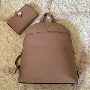 Michael Kors Adele Fawn Large Leather Backpack & Slim Bifold Leather Wallet